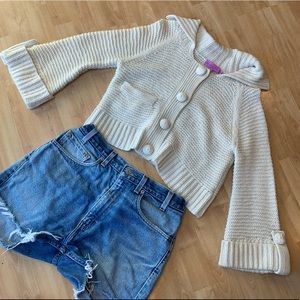 CALYPSO CHRISTIANE CELLE Cropped Sweater WOOL CASHMERE Blend Size Small